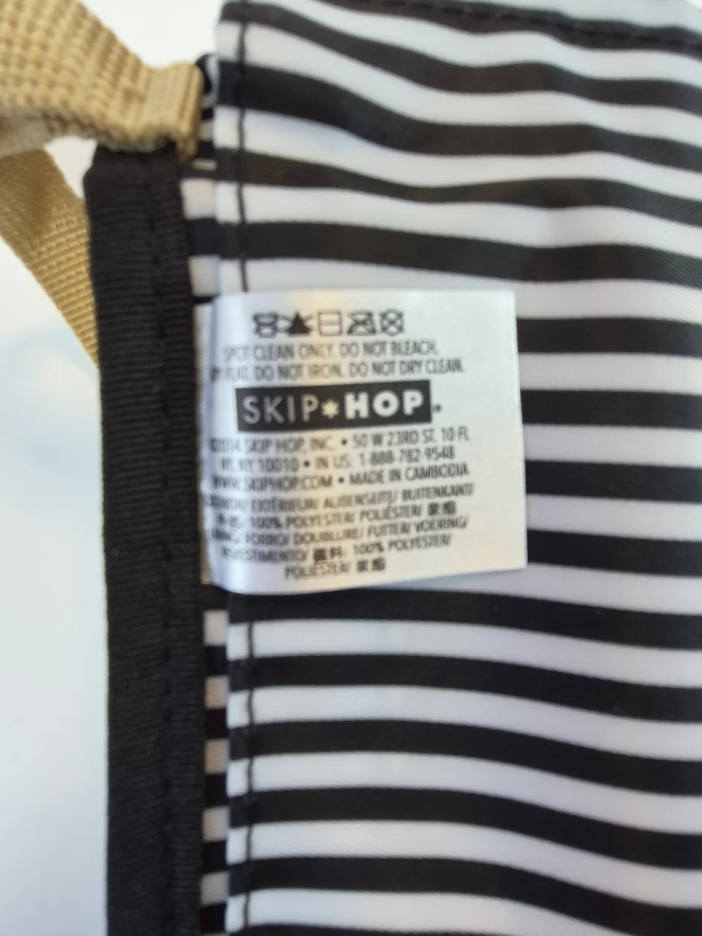 Skip Hop Black & White Striped Portable/Wipeable Changing Pad